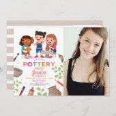 Invitation Poterie Artisanat Argile Pots d'Art Photo Annivers (Devant / Derrière)