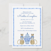 Invitation Poterie chinoiserie aquarelle guépard (Devant)