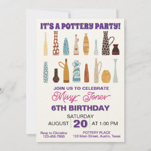 Invitation Poterie fête d'anniversaire