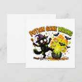 Invitation Potion Ratée Drôle Chat Halloween (Devant / Derrière)