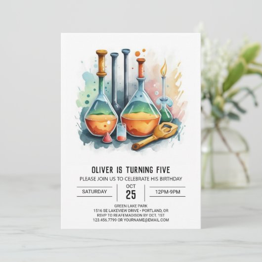 Invitation Potion scientifique simple Mad Anniversaire (Debout devant)