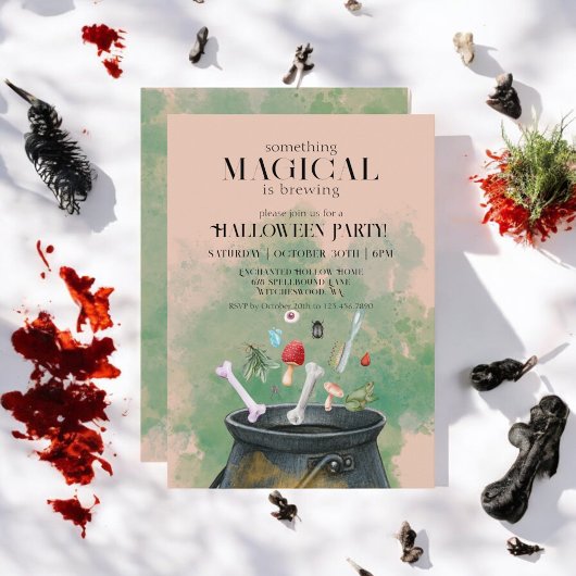 Invitation Potions bleues et sorcières sorcières Cauldron Hal