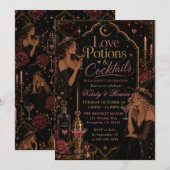 Invitation Potions d'amour et cocktails Célébration de fiança (Devant / Derrière)