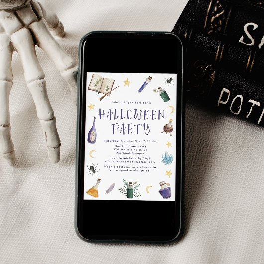Invitation Potions magiques Whimsical Fête d'Halloween