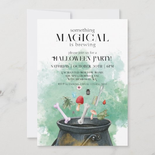 Invitation Potions & Spells Sorcières Cauldron Halloween Part (Devant)