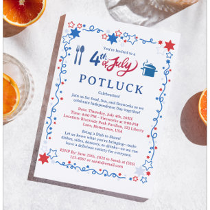 Invitation Potluck 4 juillet personnalisée