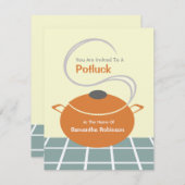 Invitation Potluck - Cuisine orange et bleue (Devant / Derrière)
