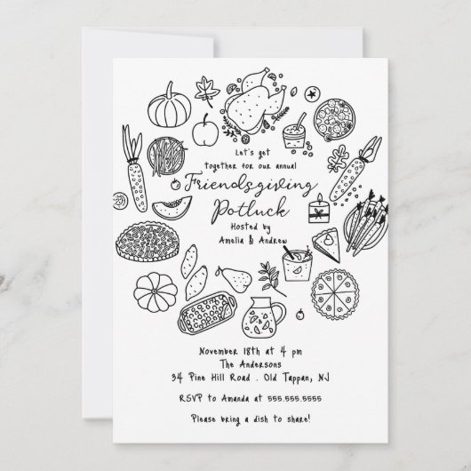 Invitation Potluck De L'Amitié D'Action (Devant)