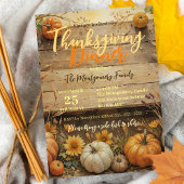 Invitation Potluck de Thanksgiving Citrouille Aquarelle Rusti