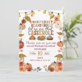 Invitation Potluck de Thanksgiving Fête Rustique d (Debout devant)