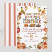 Invitation Potluck de Thanksgiving Fête Rustique d (Devant / Derrière)