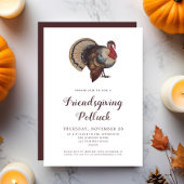 Invitation Potluck Friendsgiving de la dinde vintage