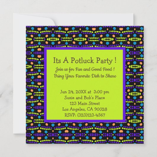 Invitation Potluck Motif pourpre orangée (Devant)