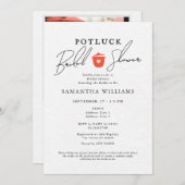Invitation Potluck White Bridal Shower (Devant / Derrière)
