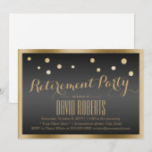 Invitation Pots Confetti encadrés d'or Partie de retraite som (Devant / Derrière)
