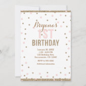 Invitation Pots Confetti Rose & Or Filles 1er anniversaire (Devant)