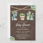 Invitation Pots de cactus de verdure succulente Baby Shower e (Devant)
