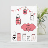 Invitation Pots de mariage roses - Merci (Debout devant)