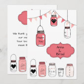 Invitation Pots de mariage roses - Merci (Devant / Derrière)