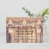 Invitation Pots de Mason Lumière Rustique Daisies & Mariage d (Debout devant)