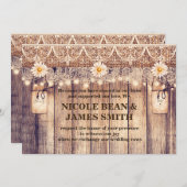 Invitation Pots de Mason Lumière Rustique Daisies & Mariage d (Devant / Derrière)