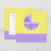 Invitation Pots de transport jaune violet Baby shower fille (Devant / Derrière)
