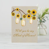 Invitation Pots en verre jaune rustique avec de la toile de j (Debout devant)