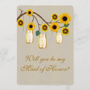 Invitation Pots en verre Maçon Jaune Rustique Toile de Jute D