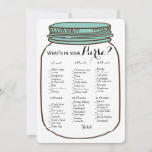 Invitation Pots Mason 2x Jeux de Réception de Mariage Bourse  (Devant)