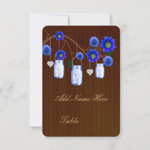 Invitation Pots Mason en Verre Bleu Rustique de Campagne pour