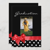 Invitation Pots noirs + blancs & Diplôme photo de la Bow roug (Devant / Derrière)