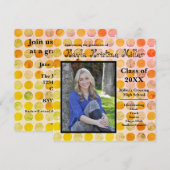 Invitation Pots Orange & Or Moderne - Annonce de graduation (Devant / Derrière)