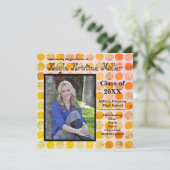 Invitation Pots Orange & Or Moderne - Annonce de graduation (Debout devant)