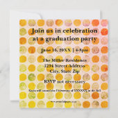 Invitation Pots Orange & Or Moderne - Annonce de graduation (Dos)