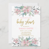 Invitation Potsé rose fille Baby shower de Noël (Devant)
