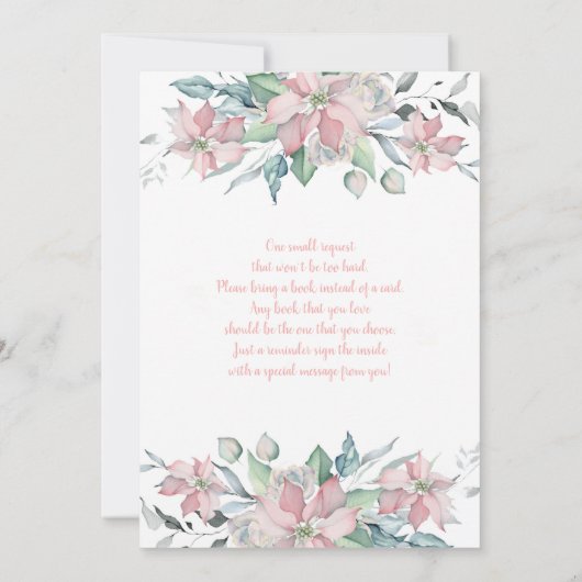 Invitation Potsé rose fille Baby shower de Noël (Dos)