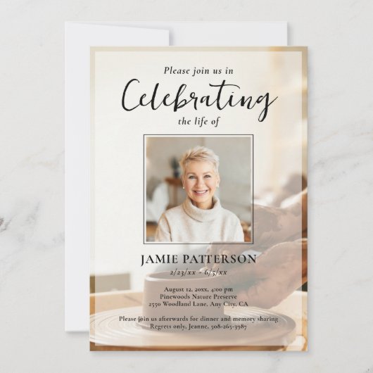Invitation Potter Ceramicist, Life Celebration Funeral Photo (Devant)