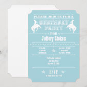 Invitation Poudre Bleu Cowboy Rodeo Anniversaire Fête Invitat (Devant / Derrière)