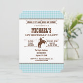 Invitation Poudre bleu Plaid Cowboy Rodeo Anniversaire Invita (Debout devant)