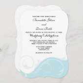 Invitation Poudre Blue Floral Swirl Mariage en rack invite (Devant / Derrière)
