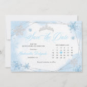 Invitation Poudre Blue Winter Wonderland Enregistrer La Date (Devant)