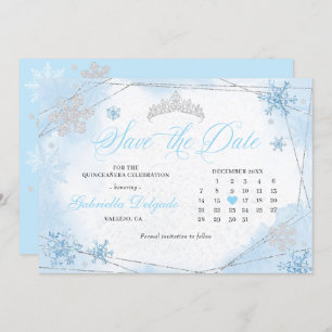 Invitation Poudre Blue Winter Wonderland Enregistrer La Date