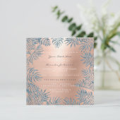 Invitation Poudre de Paillettes Rose Gold Foncé Fleur Bleu Ro (Debout devant)