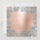 Invitation Poudre de Paillettes Rose Gold Foncé Fleur Bleu Ro (Dos)