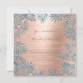 Invitation Poudre de Paillettes Rose Gold Foncé Fleur Bleu Ro (Devant)