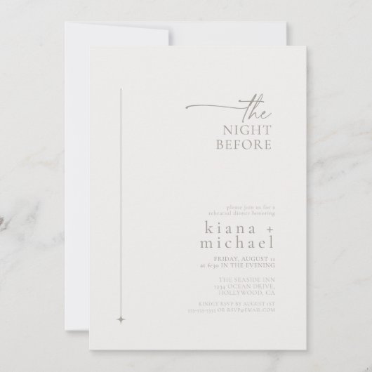 Invitation Poudre de répétition de Mariage de neutre chic ID1 (Devant)