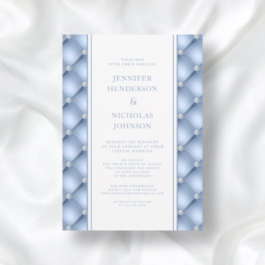Invitation Poudre Diamant Bleu Tufted Mariage virtuel Invitat