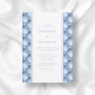 Invitation Poudre Diamant Bleu Tufted Mariage virtuel Invitat