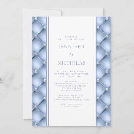 Invitation Poudre Diamant Bleu Tufted Mariage virtuel Invitat (Devant)