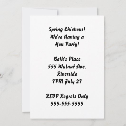 Invitation Poule au Pot (Dos)